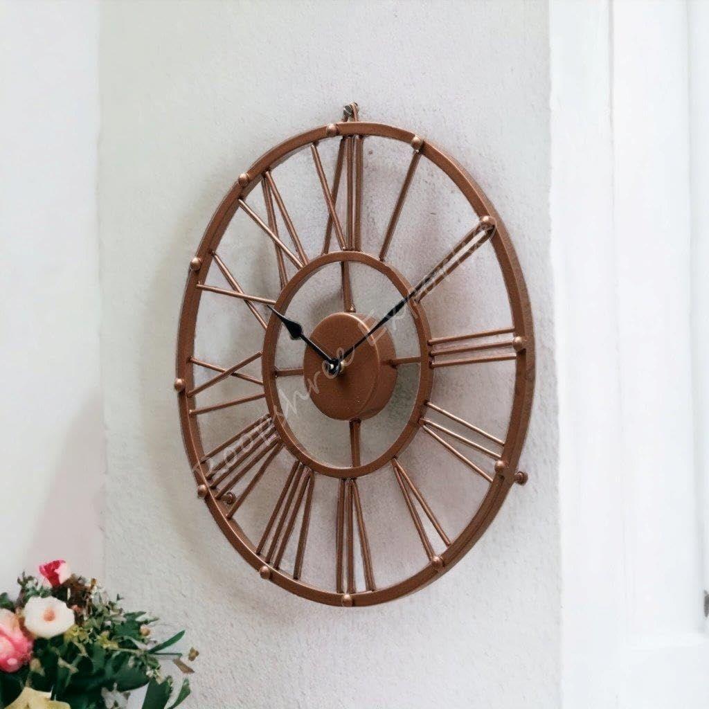 

Clock Iron Abstract Analog Wall Clock (38 Cm, Brown, Copper