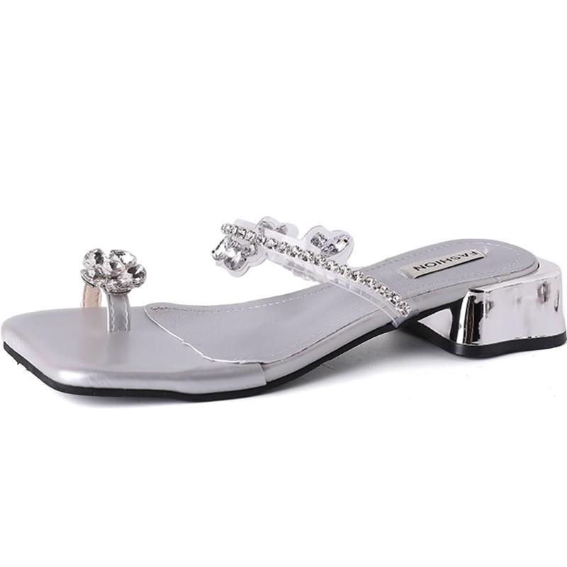 2025 spring and summer new fairy wind cover toe thick heel slippers outer wear fashion with skirt high-end cool slippers