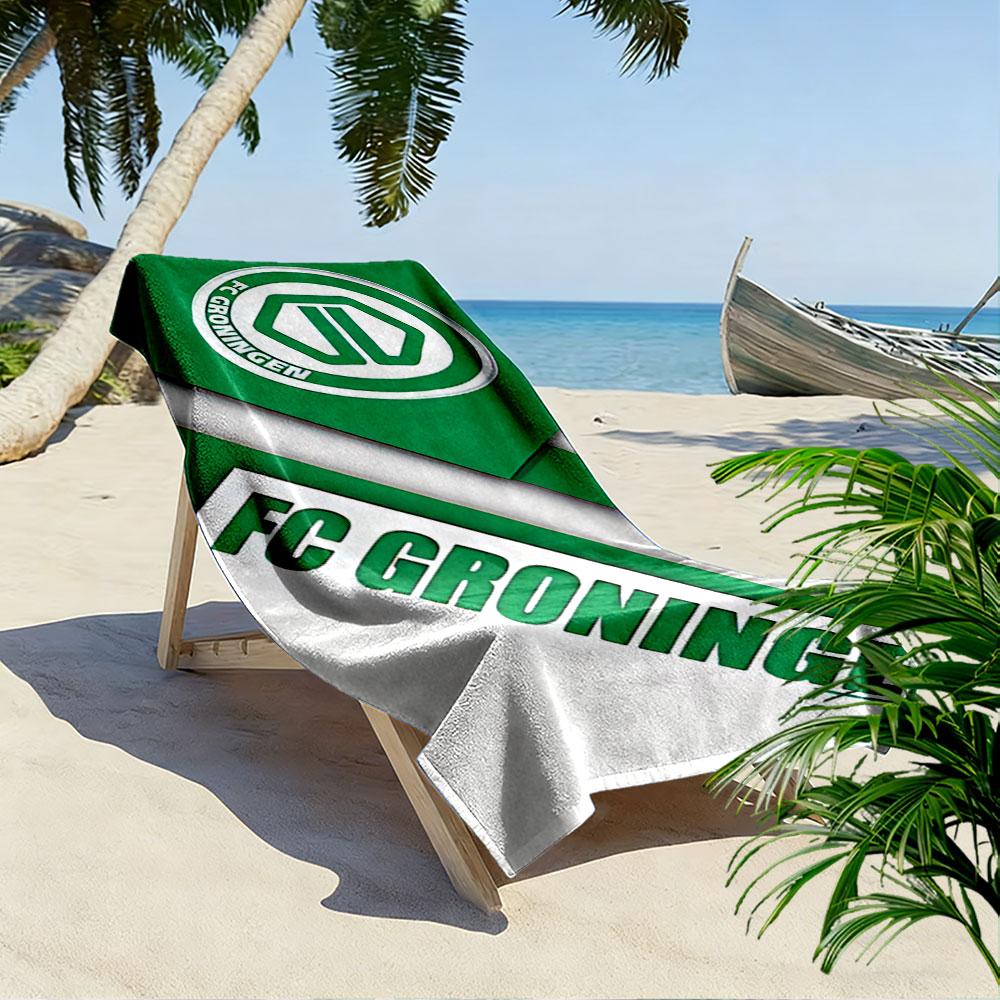 Large Beach Towel with FC Groningen Dutch Football Crest, Quick Dry Microfiber, Soft and Durable, for Beach Pool Travel