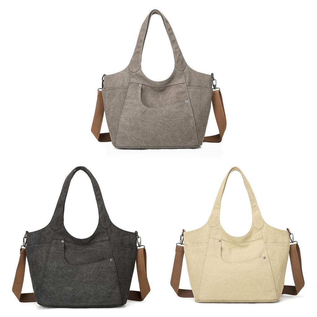 Canvas Tote Bag With Car Stitching For Casual Daily Use