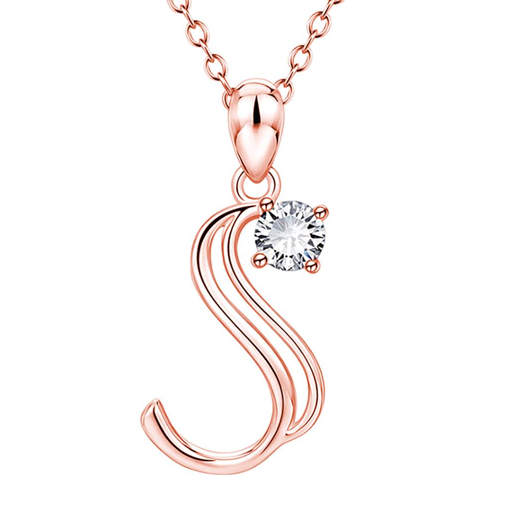 Fashion Alphabet Letter Pendant Necklace with Embedded Crystals Elegant Initial Charm Jewelry for Daily Wear and Special Occasions