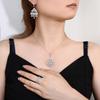 S silver, retro triangular zirconium set, hollowed-out water drop fringed earrings, collarbone chain, women's silver jewelry supply