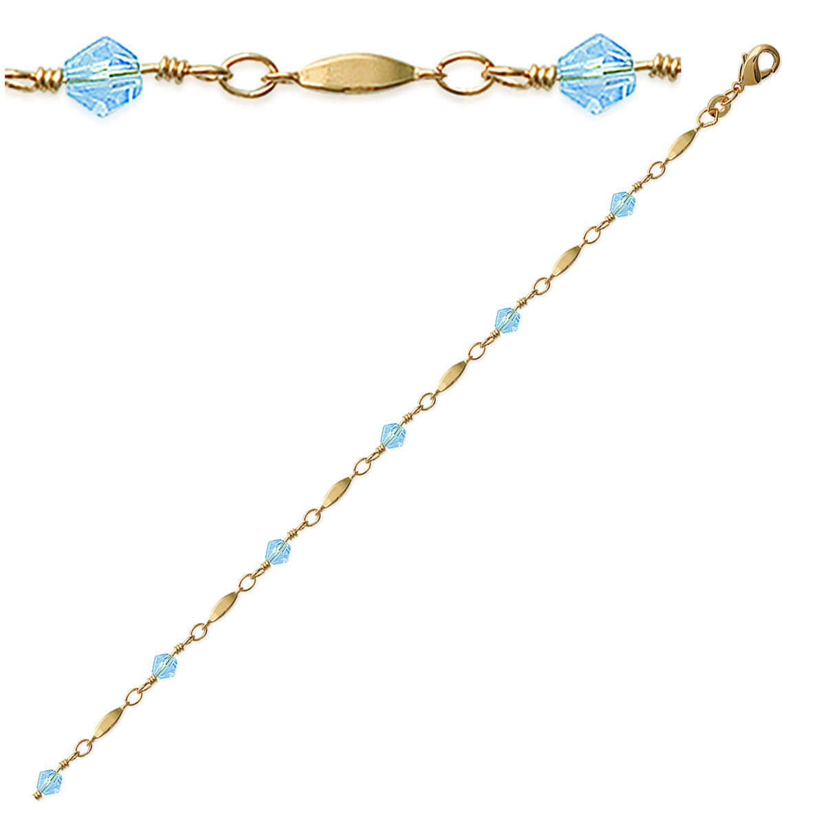 

Les Trésors De Lily [D8003] - Bracelet Plaqué Or Clara Bleu Ciel doré - 18 cm