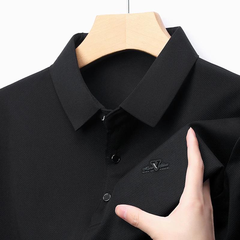 Nová pánská business casual košile s krátkým rukávem s odznakem, jednobarevná polokošile, módní, prodyšná, pohodlná, všestranný top