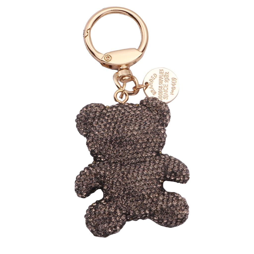 Cartoon Bear Keychain Pendant Cute Rhinestone Bear Keyring Charm Decorations Bag Keyring Hanging Ornament Car Keys Ring