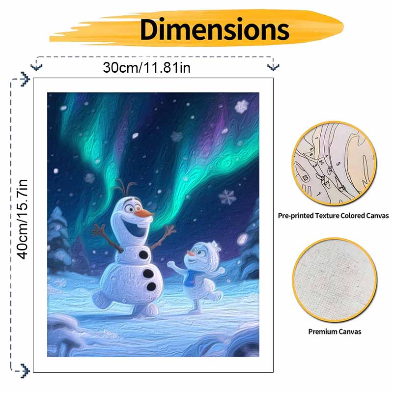 Disney Olaf Snow Night Aurora Oil Painting Digital Painting Art Kit Handmade Diy Gifts Home Decorations