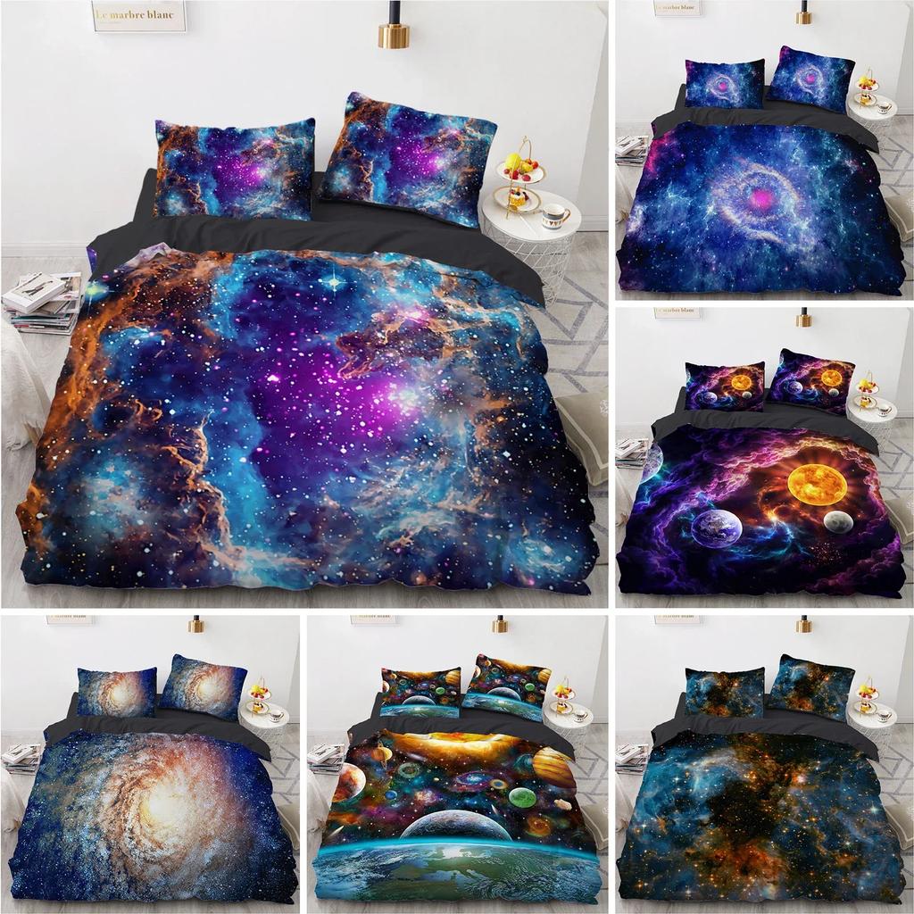3D Galaxy Starry Sky Comfortable Duvet Quilt Cover Pillowcase Bedding Set Children Bedroom Decoration Home Textile