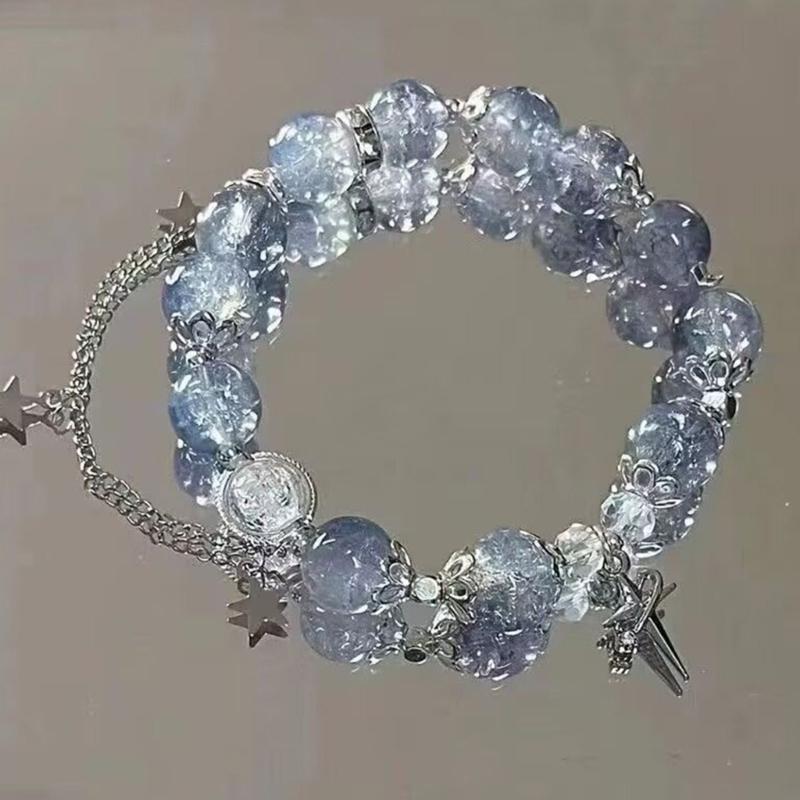 Elastic Rope Bracelet Fashion Bead Wristband Crystal Elastic Bracelet Showcases Individuality for Fashionable Adults
