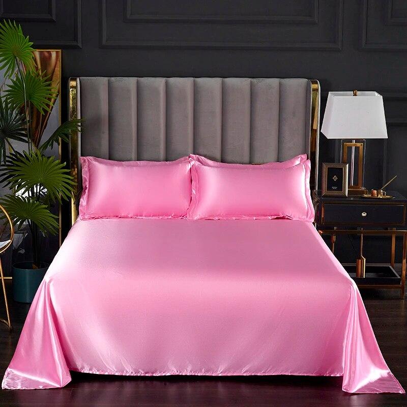 Fashionable Rayon Bed Sheets, Solid Color Single Double Bed And A Comfortable And Cool Mattress Cover 240x270cm /200x230cm.