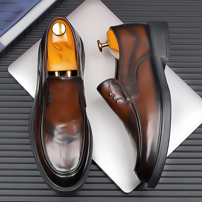 

Leather shoes men s 2025 new autumn dress casual shoes British Wenzhou one-pedal loafers 2025 38