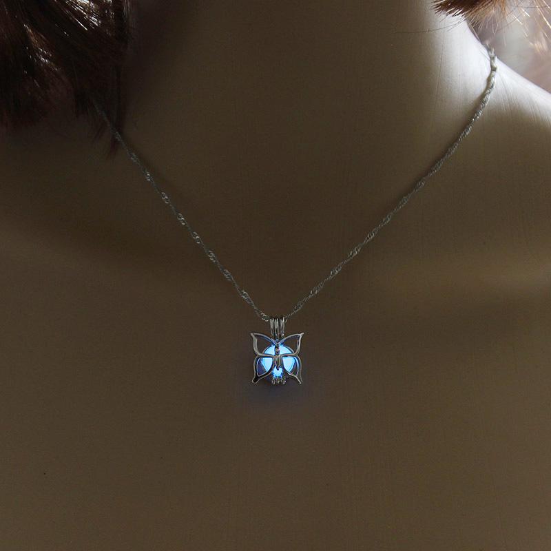 Glowing Butterfly Pendant Necklace 