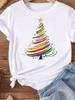 (Asian Size) lovely happy new year Women's Top T Tee merry Christmas festival O-neck Clothing  Print Fashion ladies Graphic T-shirts
