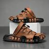 Big Size 46 Luxury Men Leather Slippers Sandals Comfortable Breathable Casual Shoes Men Fashion Sneakers Leisure Men Slippers Slides Footwear Male