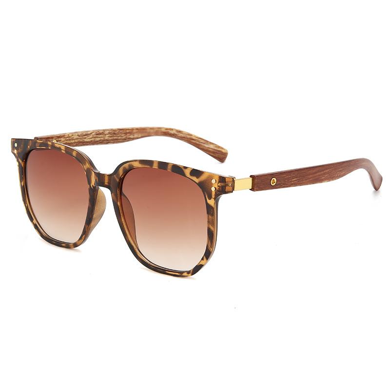Ochelari de soare pentru bărbați și femei de înaltă calitate de vară cu brațe cu aspect de lemn, nituri orez, ochelari de soare, rame pătrate, ochelari pentru față rotundă, ochelari de soare