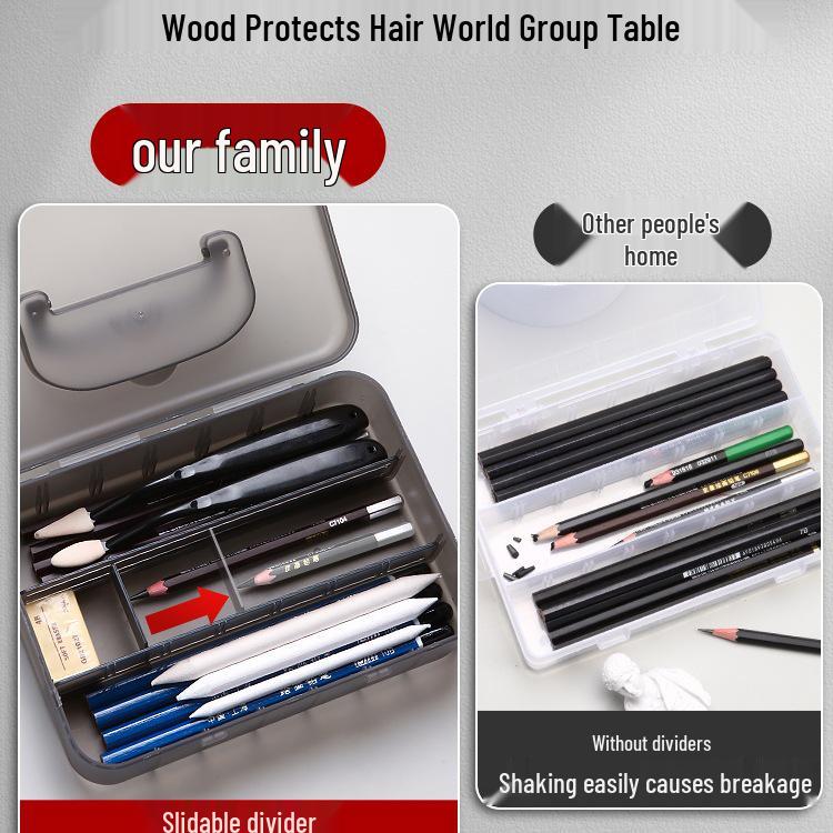 Double-Layer Transparent Pencil Storage Box - Extra Large Capacity