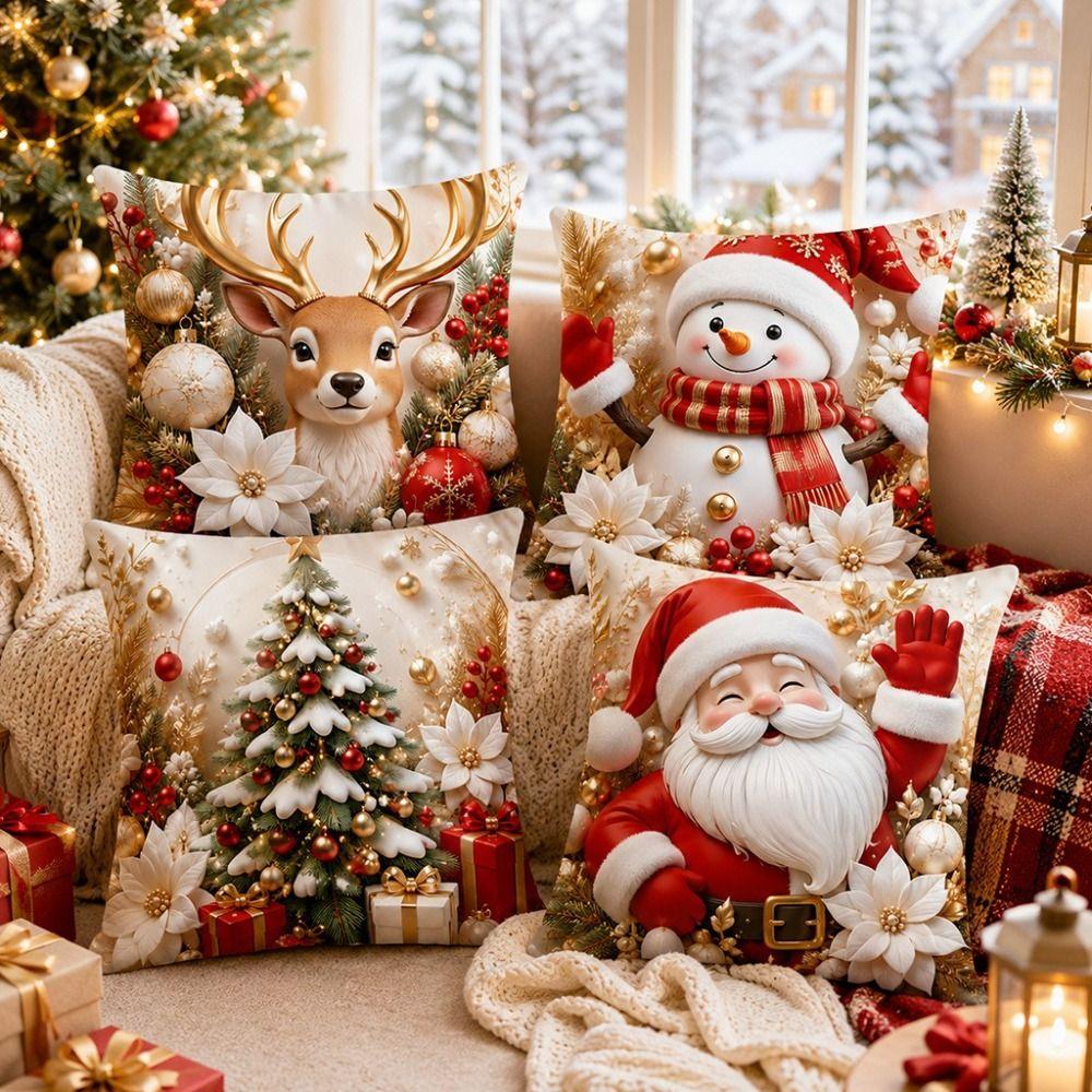 45x45cm Throw Pillow Covers Detachable Soft Christmas Themed Pillow Case  Home Indoor