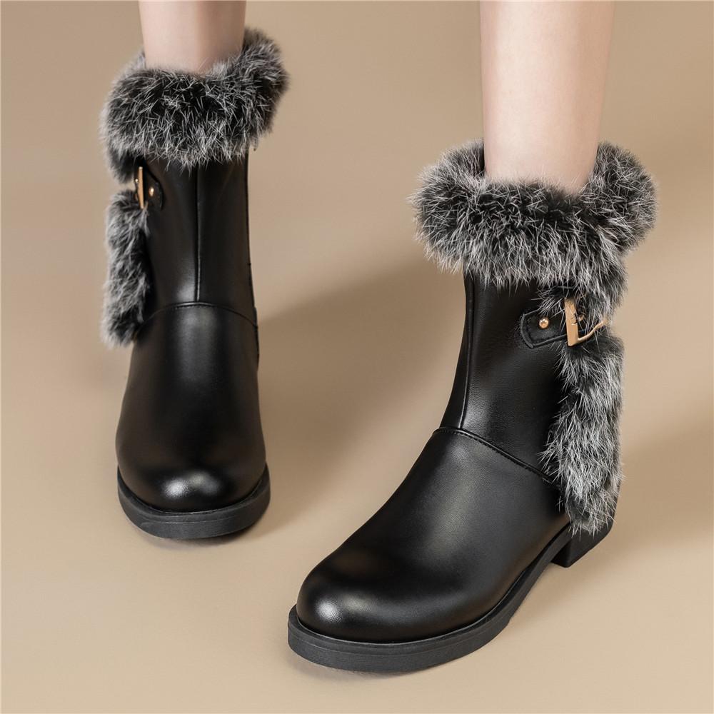 Fashion Women's Winter Boots Platform Heels Fur Boots Women 2025 Snow Boots Zip Ankle Winter Shoes For Women Winter Footwear Botas Mujer