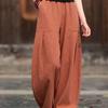 Pantaloni a Lanterna da Donna Retro a Vita Alta in Cotone e Lino - Taglie Forti, Colore Unito, Snellenti, Lunghi, Casual per Primavera/Estate