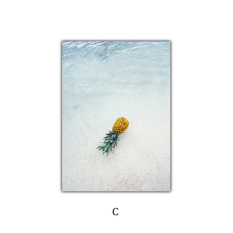 Summer Seaside Scenery Beauty Palm Tree Surfboard Nordic Poster Landscape Decoration Painting Canvas Art Wall Picture HD Print