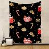 Christmas Candy Cane Cocoa Cup Snowflakes Holiday Patterned Tapestry for Bedroom and Living Room Home Decor Sofas