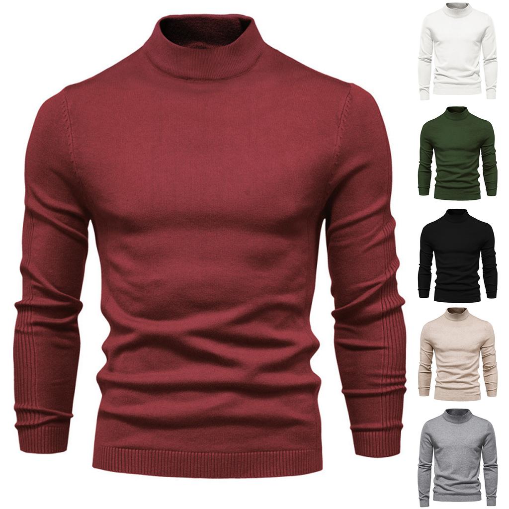 And Winter Thickened Warm Sweater Medium Collar Men's Multi-color Sweater
