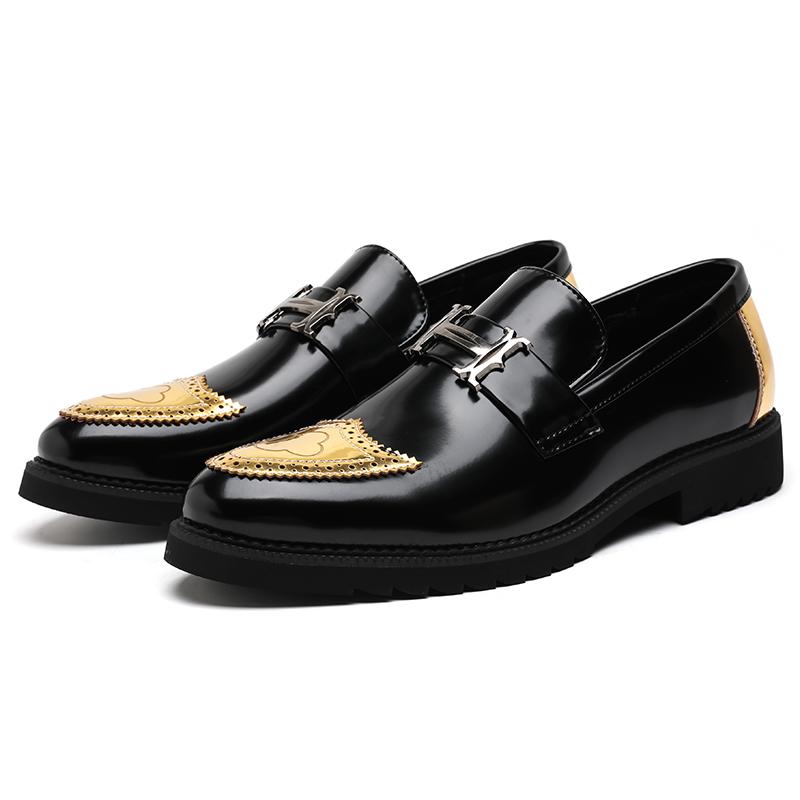 Vintage Men Buckle Loafers Shoes Bright Leather Comfortable Dress Wedding Fashion Party Shoe Mens Business Oxfords Slip-On Flats
