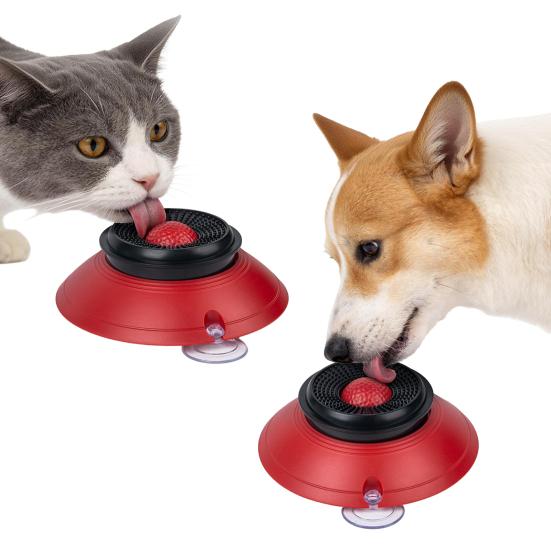 Dog Licking Bowl with Rolling Ball, No-Spill Slow Feeder for Liquid Treats, Anti-slip Suction Cup Bone Broth Yogurt Lick Toy for Dogs Cats