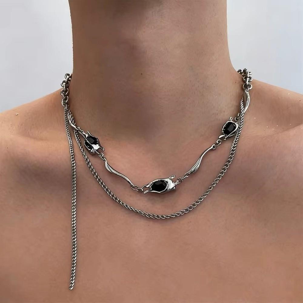Adjustable Tassel Necklace Y2K Choker Chain Fashion Zircon Choker Necklace  Men