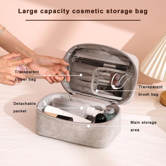 Cosmetic Bag with Makeup Brush Storage Large Capacity Waterproof Faux Leather Travel Toiletry Organizer