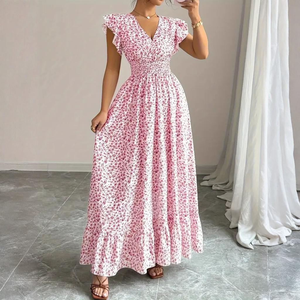 Women's Dress Casual Flowy Dresses  R-neck Vocation Boho Beach Sundress