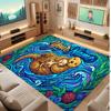 Octopus Sea Life Theme Crystal Velvet Floor Rug Personalized Custom Name Text Warm Carpet Home Decoration