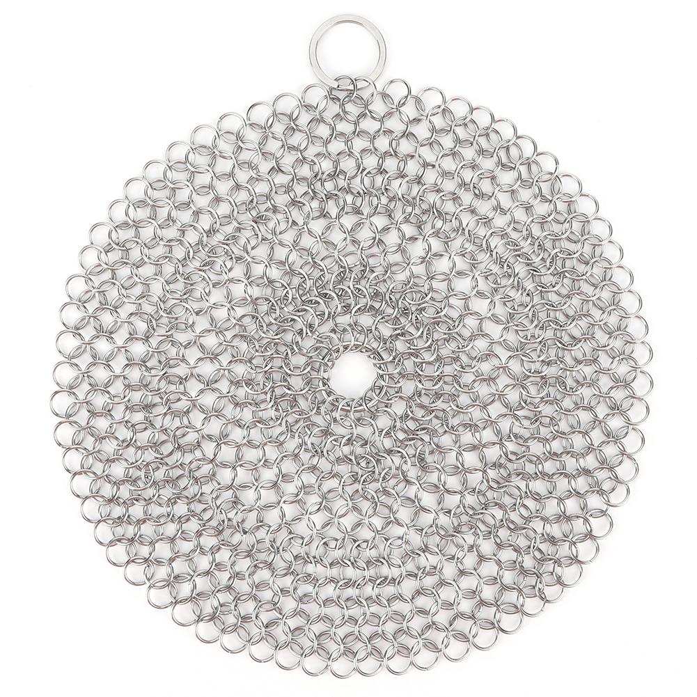 316 Rostfritt Stål Gjutjärnsrengörare Kedjepost Skrubborste Panna Nät Hem Köksprodukter Köksverktyg Rengöringstillbehör