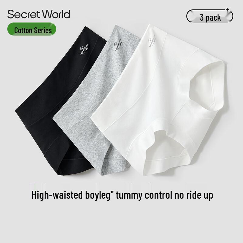 

SecretWorld Женские трусы-боксеры из расчесанного хлопка Синьцзян с высокой посадкой и антибактериальным эффектом XL