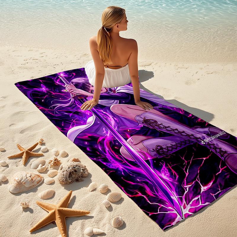 1pc Tsuyuri Kanawo Beach Towel, Comfortable and Thick, and Swimming/Bath/Picnic/Camping Towel, Suitable for Seaside Beaches