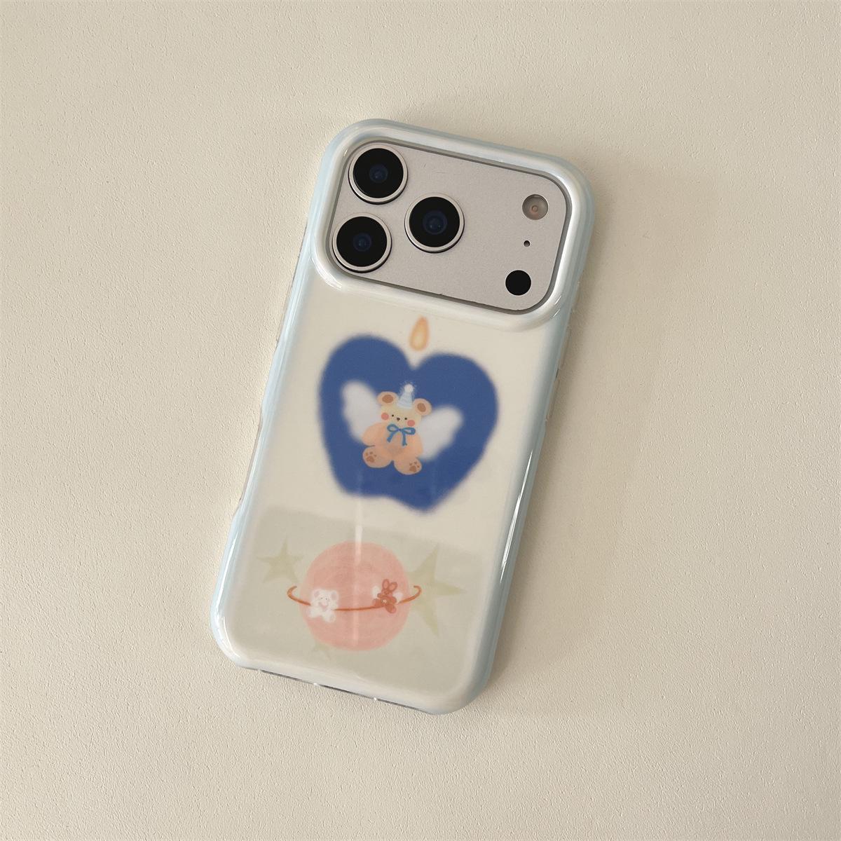 

Cartoon Little Bear Wings iPhone 14/13 Compatible Anti-Fall Case for Apple 17/16/15 PROMAX iPhone 17