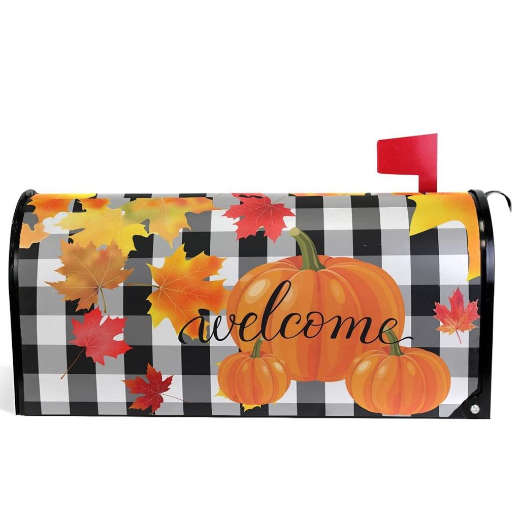 Halloween Pumpkin Mailbox Cover Ghost Owl Bat Castle Purple Magnetic Mailbox Packaging Cover Mailbox