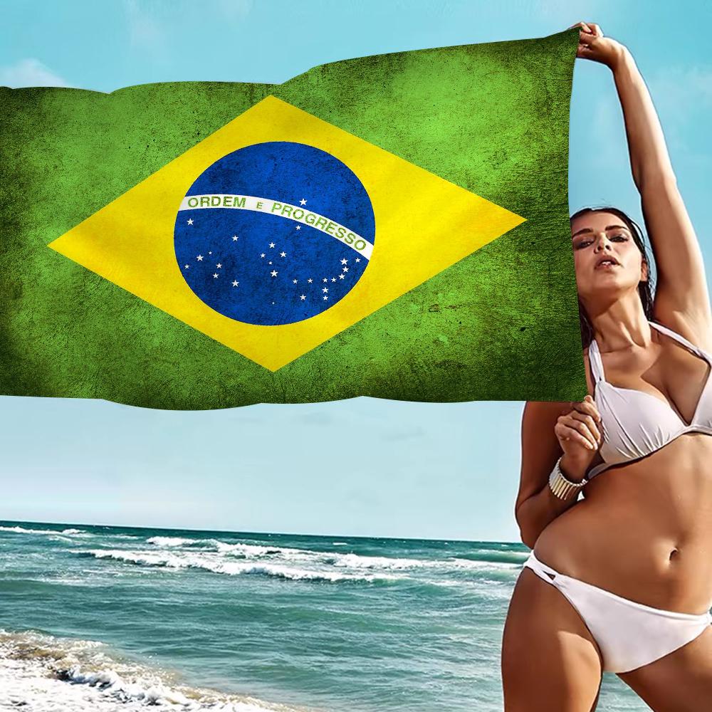 Brazil Brazilian Flag Big Microfiber Beach Towels Quick Dry Towel Sand Beach Towels Pool Towel For Travel Swim Pool Yoga