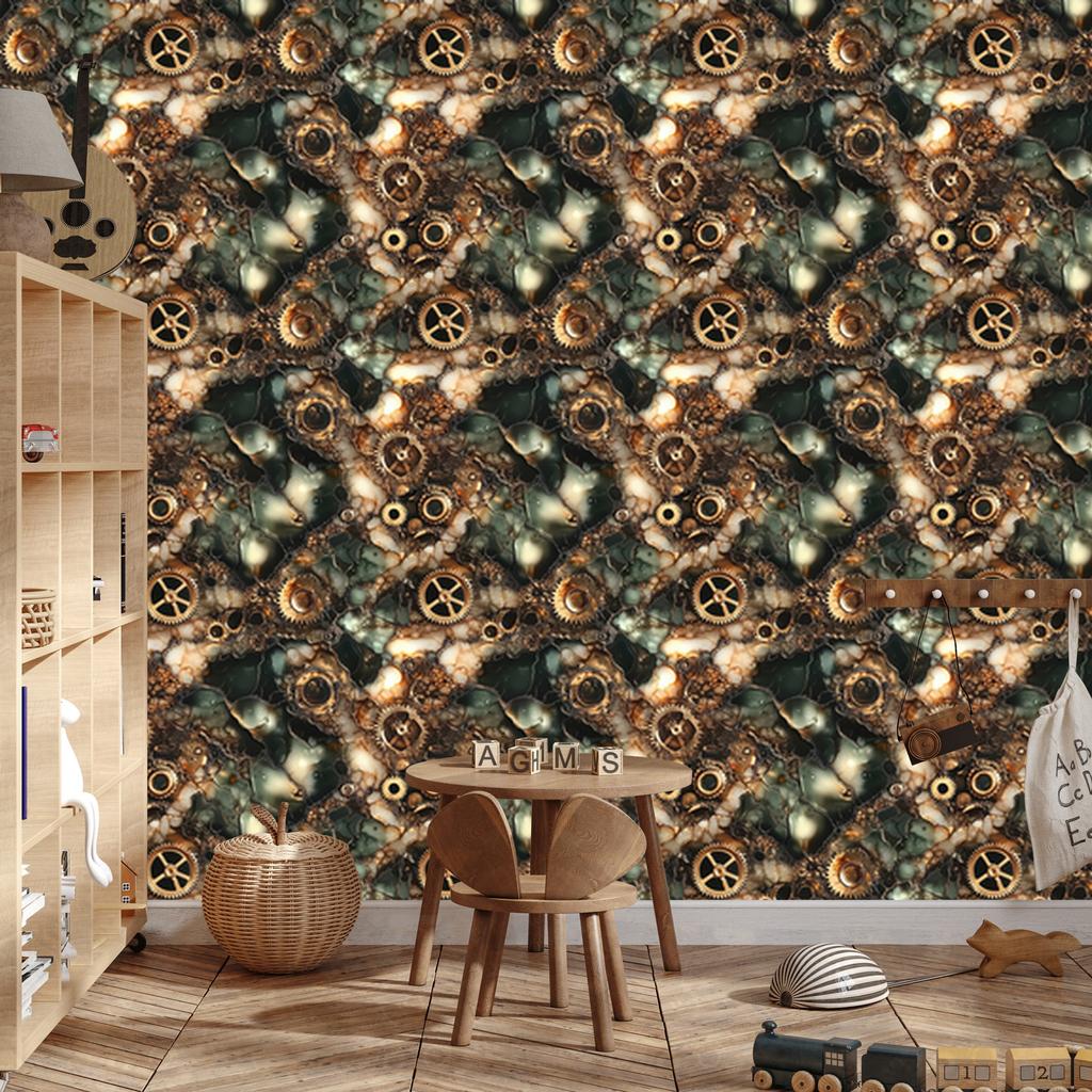 Ink Brown and Ochre Wallpaper for Living Room and Bedroom 50x1000