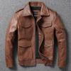 Chinese Size Brown Black Real Cowhide M65 Hunting Leather Jacket Men Genuine Leather Coat Winter Pockets Jackets