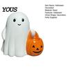 Holiday Ghost Ornament Halloween Holding Pumpkin Figurine, Spooky Statue with Decoration Night Light, Resin for Desk Tabletop Centerpiece