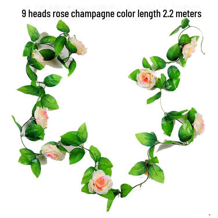 Silk and Plastic Roses Decorative Vines - Artificial Flowers for Weddings, Living Rooms, Home Ceilings, and Rattan Decor.