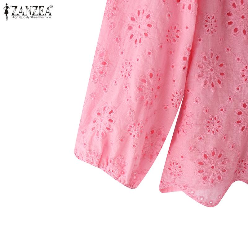 ZANZEA Blusa casual da donna con ricami in pizzo patchwork a maniche 3/4