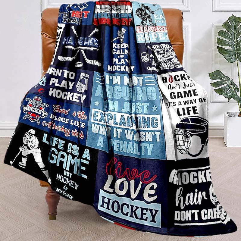 Hockey Enthusiast Customize Your Name Outdoor Blanket Suitable For All Seasons Comfortable And Warm Soft Blanket Suitable For Travel Gifts For