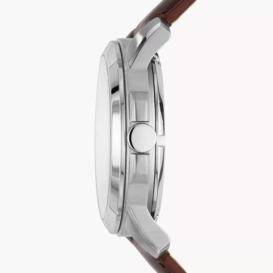 Fossil Montre Automatique pour Homme Grant - Cadran Squelette Blanc, Bracelet en Cuir Marron, Cadeau Décontracté Rétro ME3099