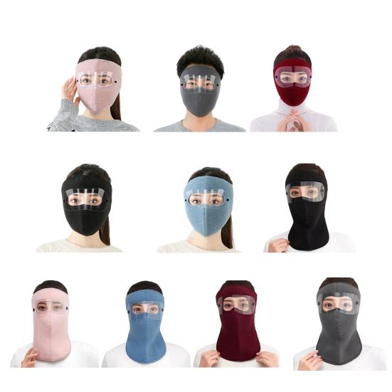 Winter Cycling Fleece Face Guard with Goggles Men Women Cold Weather Outdoor Clear Vision Windproof Antifog Goggle Thermal Full Face Guard