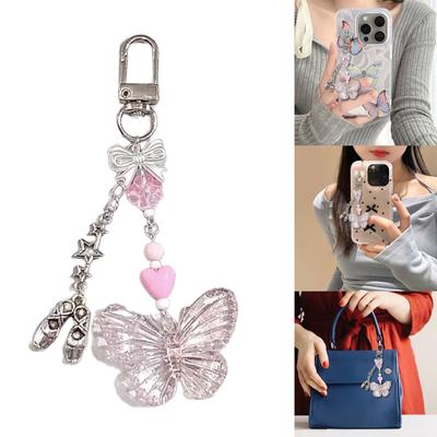 Niedlicher Schmetterling-Ballettschuhe-Schlüsselanhänger, Anhänger für Tasche, Handyanhänger, Damen, Rucksack, Handtasche, Charme, schöne hängende Dekoration