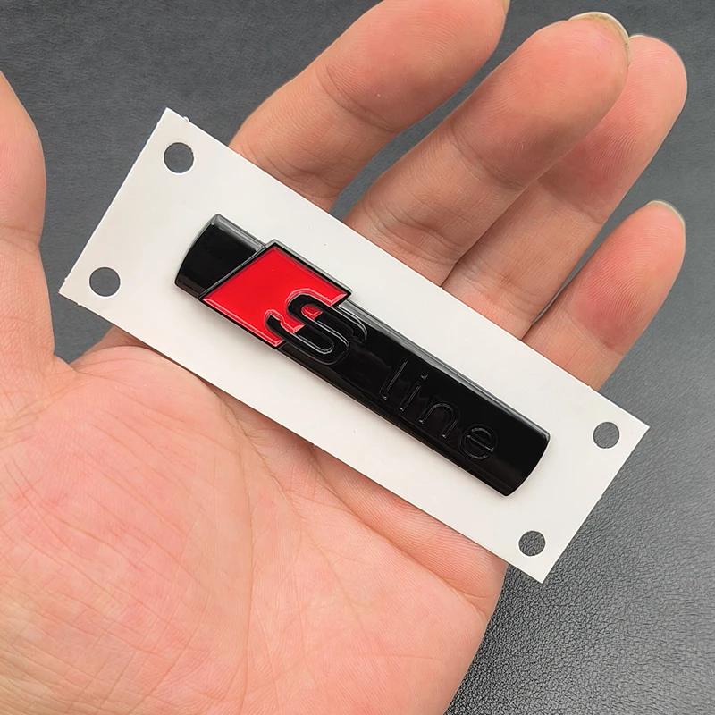 3D ABS Chrome Black Sline Logo S Line Emblem Car Fender Badge For Audi A3 A4 A5 A6 A7 Q2 Q5 Q7 Q3 TT S Line Sticker Accrssorie