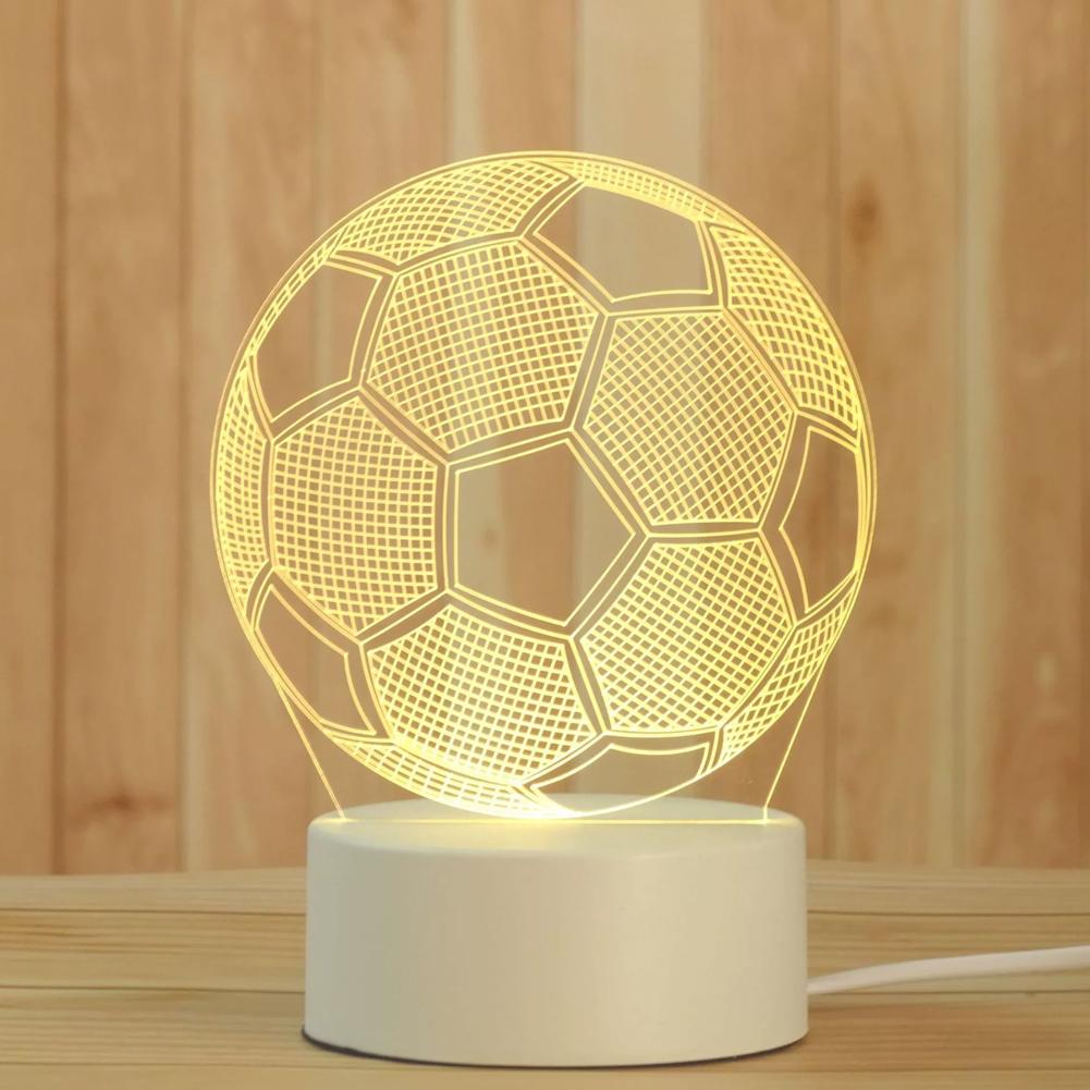

3D Creative Glow In The Dark Football Night Light Sports Theme Home Decor Innovative Desk Lamp Football Player Gift For Boy Kids WHITE