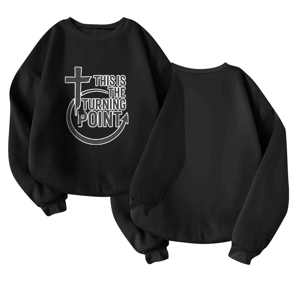 Unisex Fashion Casual Long Sleeve  Print Round Neck Top