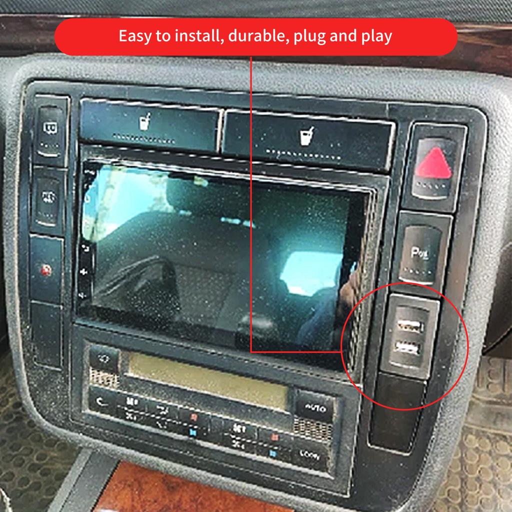 Cargador de coche con dos puertos USB, 2,1 A, adaptador basculante, enchufe para VW Transport T4, luz integrada, panel de interruptores